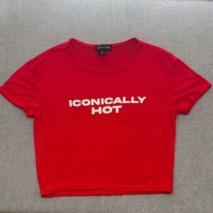 PrettyLittleThing Bold Red Tee with Iconic Print